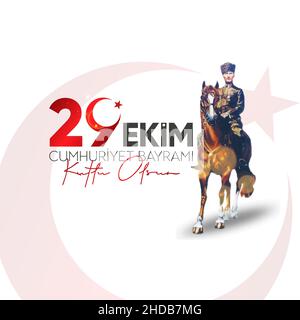 29 Ekim Cumhuriyet Bayram Kutlu Olsun. Ottobre 29 Giornata della Repubblica di Turchia. Illustrazione Vettoriale
