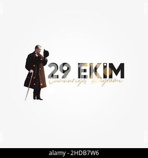 29 Ekim Cumhuriyet Bayram Kutlu Olsun. Ottobre 29 Giornata della Repubblica di Turchia. Illustrazione Vettoriale