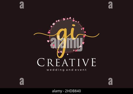 Logo femminile GI. Utilizzabile per Logo per moda, fotografia, matrimonio, bellezza, affari. Elemento modello di disegno con logo a vettore piatto. Illustrazione Vettoriale