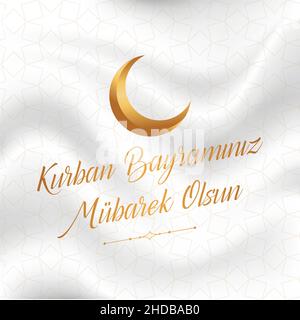 EID al-Adha Mubarak, Festa del sacrificio di saluto. (Turco: Kurban Bayraminiz Kutlu Olsun) Illustrazione Vettoriale