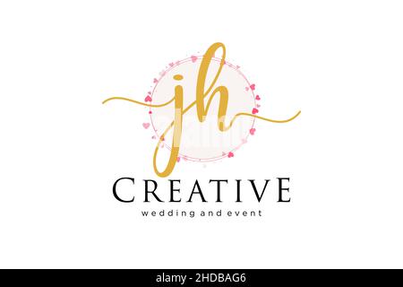 Logo femminile JH. Utilizzabile per Logo per moda, fotografia, matrimonio, bellezza, affari. Elemento modello di disegno con logo a vettore piatto. Illustrazione Vettoriale