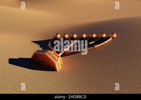 Vecchia menora abbandonata nel deserto. 3D rendering Foto Stock