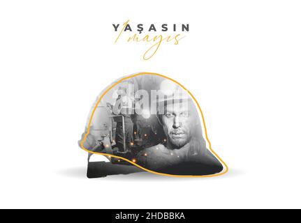 1 Mayis iSci Bayrami, Emek ve Dayanisma Gunu, 1 maggio Giornata Internazionale del lavoro. Illustrazione Vettoriale