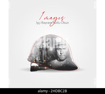 1 Mayis iSci Bayrami, Emek ve Dayanisma Gunu, 1 maggio Giornata Internazionale del lavoro. Illustrazione Vettoriale