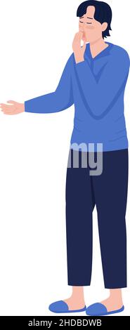 Uomo annoiato semi-piatto carattere vettoriale colore Illustrazione Vettoriale