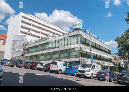 Turku, Finlandia - 6 agosto 2021: Costruzione di Saastopankki Sparbanken. Foto Stock