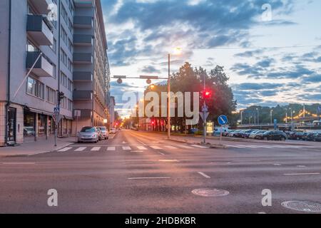 Turku, Finlandia - 5 agosto 2021: Via al mattino. Foto Stock