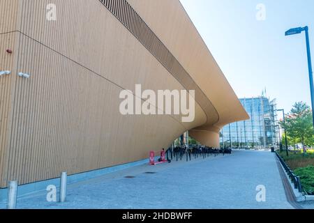 Helsinki, Finlandia - 5 agosto 2021: Oodi è la nuova Biblioteca Centrale di Helsinki. Foto Stock