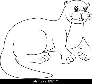 River Otter Coloring Page isolato per i bambini Illustrazione Vettoriale