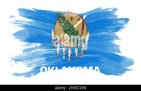 Colpo di pennello bandiera dello stato dell'Oklahoma, sfondo della bandiera dell'Oklahoma Foto Stock