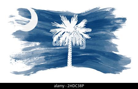 South Carolina state flag Brush Stroke, South Carolina flag background Foto Stock