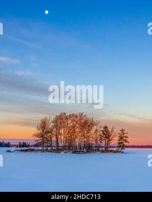 Il paesaggio lunare sul Chippewa Flowage nel Wisconsin settentrionale. Foto Stock