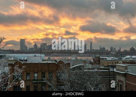 Skyline di New York da Brooklyn, New York, New York. Foto Stock