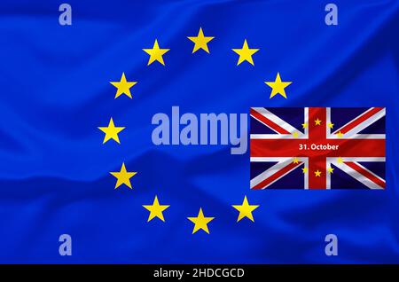 Brexit, Euroflagge, Flagge, Vereinigtes Koenigreich, UK, Grossbritannien, Eurostars, Foto Stock