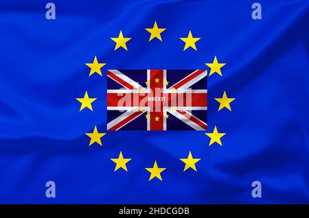 Brexit, Euroflagge, Flagge, Vereinigtes Koenigreich, UK, Grossbritannien, Eurostars, Foto Stock