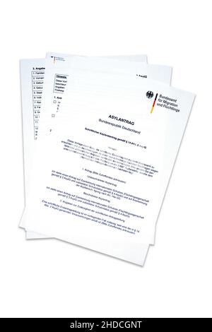 Asylantrag, Antragsformular, Grundgesetz, Foto Stock