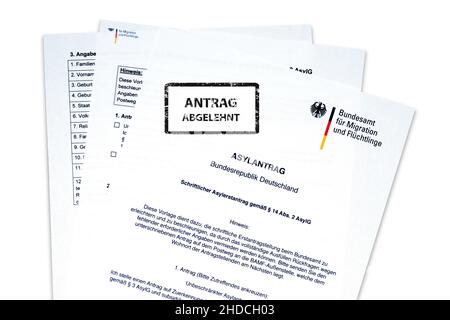 Asylantrag, Antragsformular, Grundgesetz, Foto Stock