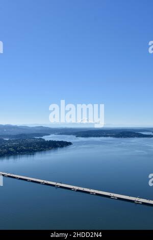 Viste su Seattle come visto da un idrovolante volato da Kenmore Air Foto Stock