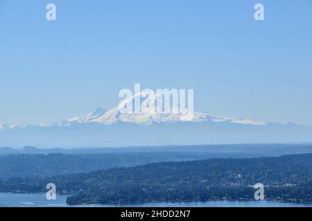 Viste su Seattle come visto da un idrovolante volato da Kenmore Air Foto Stock