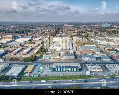 Vista dall'alto di Albert Dock, Hull Foto Stock