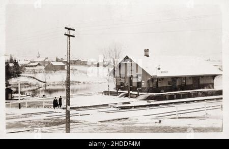 Mildmage Ontario, Grand Trunk Railway Station, cartolina dei primi del 1900, fotografo non identificato. Foto Stock