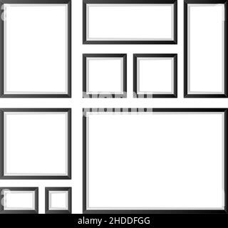 raccolta di cornici vuote, immagini realistiche isolate su sfondo bianco, illustrazione vettoriale Illustrazione Vettoriale