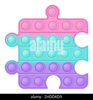 Popit personaggio puzzle come un giocattolo in silicone alla moda per fidgets.addictive anti stress giocattolo in colori pastello. Ansia bolla che sviluppa i giocattoli vibranti del pop it Illustrazione Vettoriale