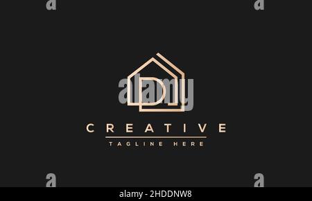Design creativo e moderno con logo lettera D, icona vettoriale minimalista basata su D DD iniziale Illustrazione Vettoriale