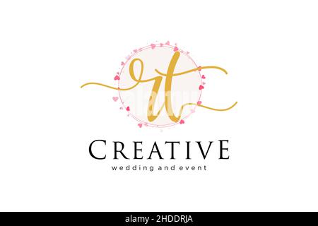 Logo RT femminile. Utilizzabile per Logo per moda, fotografia, matrimonio, bellezza, affari. Elemento modello di disegno con logo a vettore piatto. Illustrazione Vettoriale