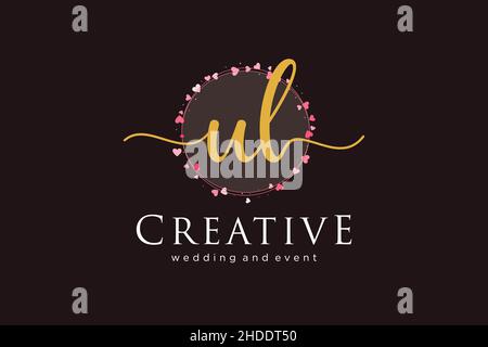 Logo femminile UL. Utilizzabile per Logo per moda, fotografia, matrimonio, bellezza, affari. Elemento modello di disegno con logo a vettore piatto. Illustrazione Vettoriale