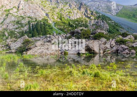 Piccolo lago nella catena montuosa di Terskey Ala-Too in Kirghizistan Foto Stock