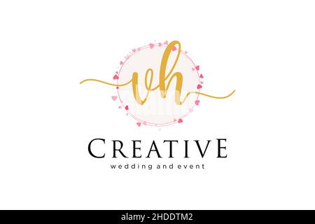 Logo VH femminile. Utilizzabile per Logo per moda, fotografia, matrimonio, bellezza, affari. Elemento modello di disegno con logo a vettore piatto. Illustrazione Vettoriale