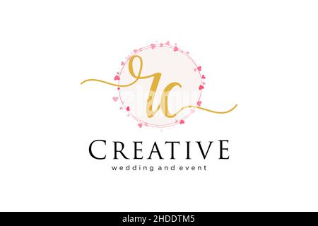 Logo RC femminile. Utilizzabile per Logo per moda, fotografia, matrimonio, bellezza, affari. Elemento modello di disegno con logo a vettore piatto. Illustrazione Vettoriale