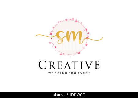 Logo femminile SM. Utilizzabile per Logo per moda, fotografia, matrimonio, bellezza, affari. Elemento modello di disegno con logo a vettore piatto. Illustrazione Vettoriale