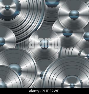 Cerchi metallici multigensionati in argento e blu pallido Foto Stock