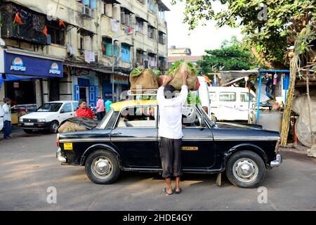 Taxi Premier Padmini a Mumbai, India. Foto Stock