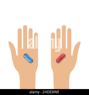 Icona mani con pillole isolate su bianco Illustrazione Vettoriale