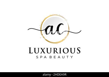 Logo AC femminile iniziale. Utilizzabile per Logo per moda, fotografia, matrimonio, bellezza, affari. Modello di disegno del logo del vettore piatto . Illustrazione Vettoriale