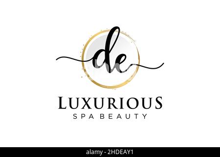 Logo Initial DE Femminile. Utilizzabile per Logo per moda, fotografia, matrimonio, bellezza, affari. Modello di disegno del logo del vettore piatto . Illustrazione Vettoriale