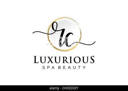 Logo RC femminile iniziale. Utilizzabile per Logo per moda, fotografia, matrimonio, bellezza, affari. Modello di disegno del logo del vettore piatto . Illustrazione Vettoriale