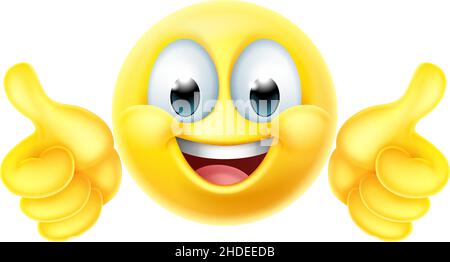 Pollice su felice Emoticon viso Cartoon Illustrazione Vettoriale