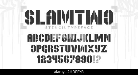 Bold Abstract Stencil Urban Street Art Graffiti Style Alphabet Typeface Slamtwo Digital Typography Vector Illustration Illustrazione Vettoriale