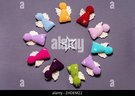 Angeli di Natale da Wool Baviera Germania Foto Stock