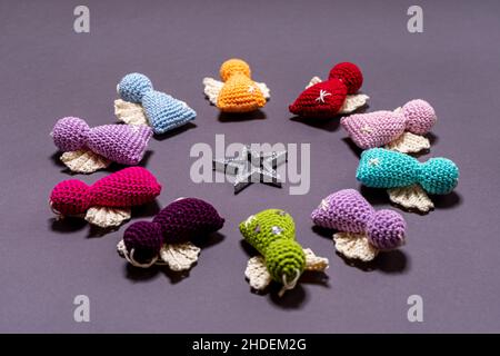 Angeli di Natale da Wool Baviera Germania Foto Stock