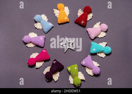 Angeli di Natale da Wool Baviera Germania Foto Stock