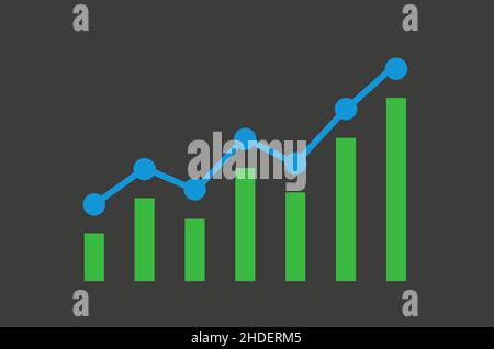 Un grafico di crescita vettoriale verde e blu Illustrazione Vettoriale