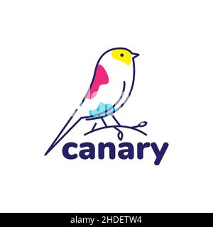 linea arte astratto piccolo uccello canarino logo design vettore grafico simbolo icona illustrazione idea creativa Illustrazione Vettoriale