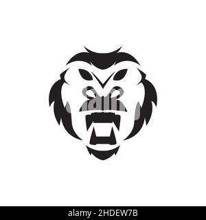 testa faccia gorilla ruggito logo design vettore grafico simbolo icona illustrazione idea creativa Illustrazione Vettoriale