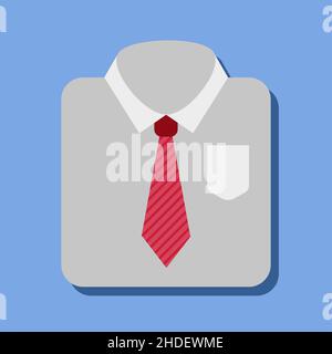 Camicia formale da uomo con icona rossa a forma di colletto vettoriale Illustrazione Vettoriale