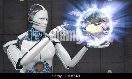 ricerca, nel mondo, intelligenza artificiale, ricerche, mondo, intelligenze artificiali, cyborg Foto Stock